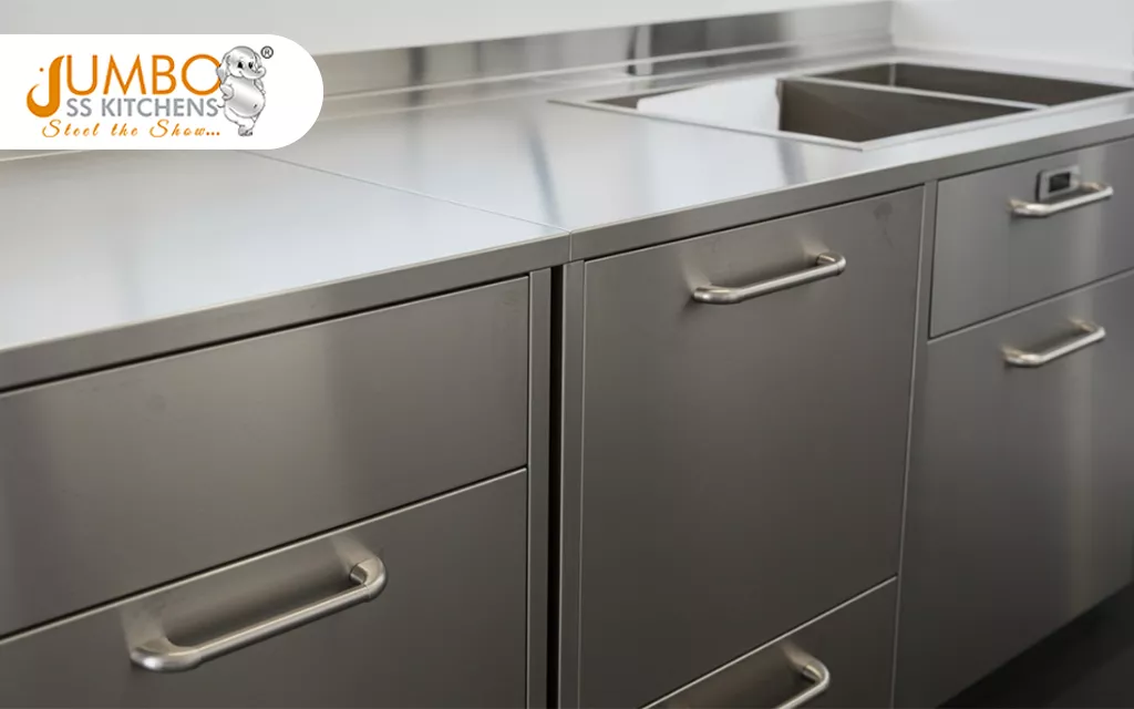 Durable Stainless Steel Modular Kitchen Cabinets with Sleek Design by Jumbo SS Kitchens